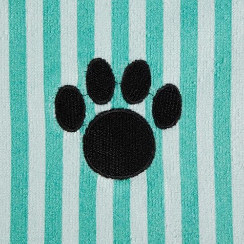 Bone Dry Pet Grooming Towel Collection Absorbent Microfiber X-Large, 41x23.5", Striped Aqua