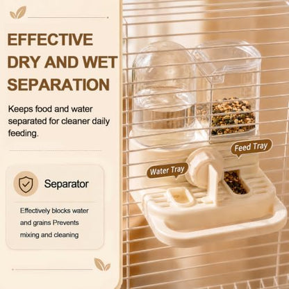 2-in-1 Quail Feeder and Waterer for Cage, Gravity Auto Bird Water Feeder