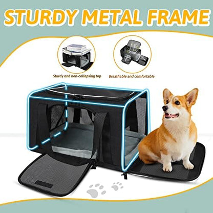 Petskd Small Pet Carrier 18" L x 13" W x 9.5" H Airline Approved, Black