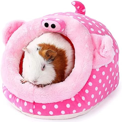 JanYoo Animal Bed Guinea Pig Accessories Cage Habitat Toy Hideout House Washable(L,Pig)