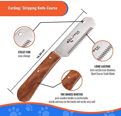 Professional Stripping Knife for Dogs, Best for Removing Unwanted Undercoat, Blades are Made of Stainless Steel with Wooden Handle Grip (Right-Handed, Rosewood)