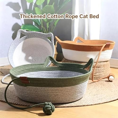 Instinct Basket for Cats, Stimulic Handwoven Cat Basket(Green,Medium)