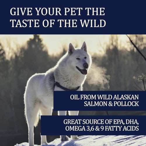 18oz Wild Alaskan Salmon Oil Formula for Dogs, Omega 3 Fish Oil with EPA & DHA – Skin & Coat, Joint, Heart & Immune Support – Helps Itching, Shedding & Dry Skin – Liquid Supplement