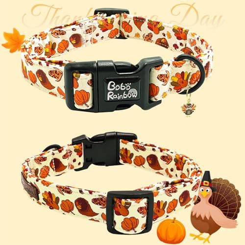 Dog Collars - Thanksgiving Turkey Print, Soft & Adjustable, Gift for Small Dogs