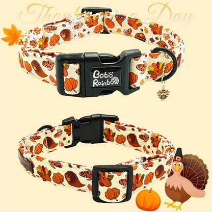 Dog Collars - Thanksgiving Turkey Print, Soft & Adjustable, Gift for Small Dogs