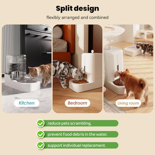 JUNSPOW Automatic Cat Feeder & Water Dispenser Set (Bowl not Included)
