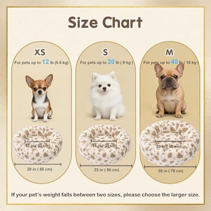 Avont Donut Dog Bed, Calming Round Pet Bed for Small & Medium Dogs, Cats