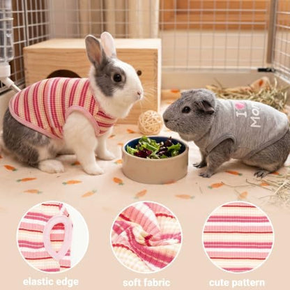 Guinea Pig Clothes (2-Pack), Striped Small Animal Vest T-Shirt