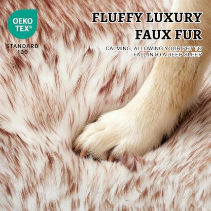Dog Bed Rug Medium Size, Faux Fur Orthopedic Thick Foam 40"x24"x3"