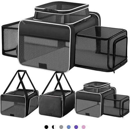 Top and 2 Sides Expandable Pet Carrier 17x11x9.5 TSA Airline Approved