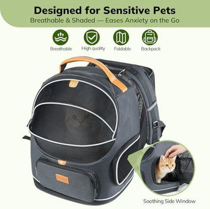 Morpilot Expandable Cat Carrier Backpack for Small Dogs & Cats Up to 12lbs