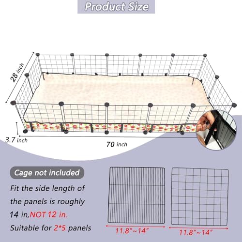 Guinea Pig Cage Liner，Washable Waterproof Oxford Cloth Cage Liners for Small Animals,Hamster Chinchilla Hedgehog Rabbit and Other Small Animals Not Include Cage(28x70 inches)