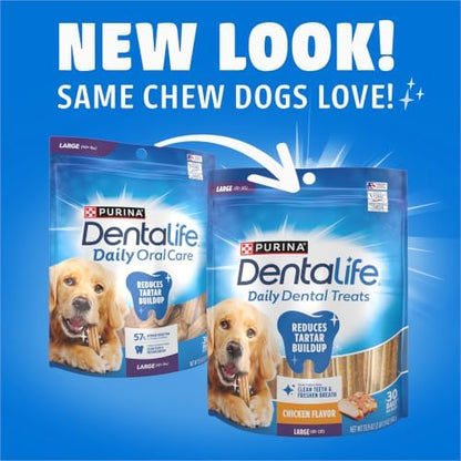 Dentalife Daily Oral Care Dog Treats for Large Dogs, Chicken, 30 ct.