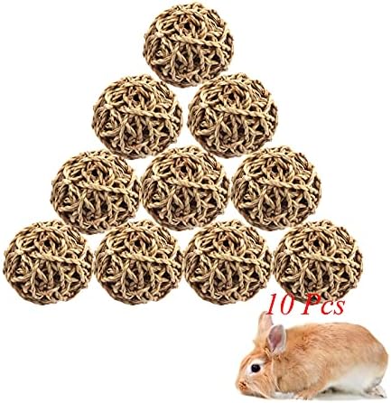 10PCS Bunny Chew Toys Grass Balls Rabbit Gnawing Treats for Guinea Pig