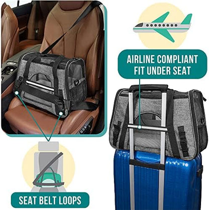 PetAmi Airline Approved Pet Carrier for Cats Small Dogs, Small Heather Gray