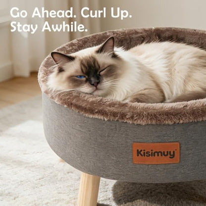 Raised Cat Bed Wooden for Small Cat, Cute Cat Couch with Cushion