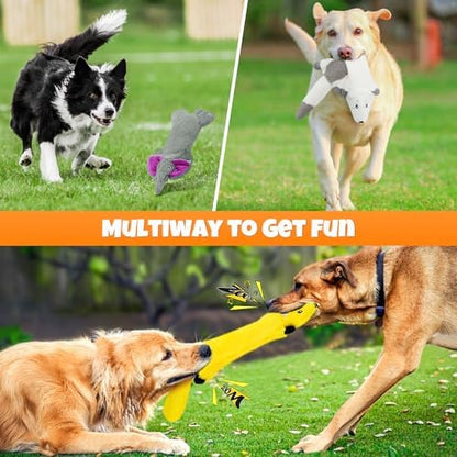 No Stuffing Dog Squeaky Chew Toys Flat Plush for Small Medium Large Breed