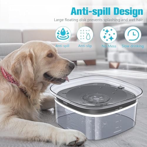 UPSKY 4L Dog Water Bowl No Spill Large Capacity Slow Drinking Water Feeder