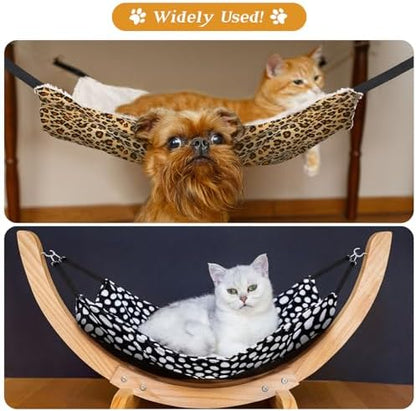 Jetec 2 Pack Cat Hammock for Cage, Leopard and Dot, M