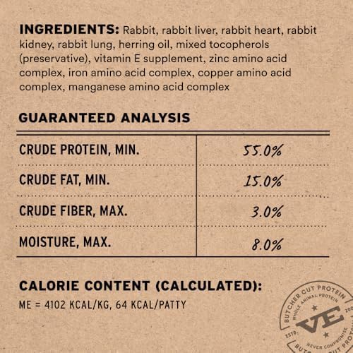 Vital Essentials Freeze Dried Cat Food, Rabbit Mini Patties, 15 oz Bag