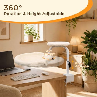 Cat Desk Bed, 360° Rotating & Adjustable Cat Bed for Desk, 60 lbs, White
