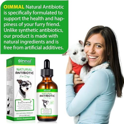 Natural Dog Antibiotics Supplement – Herbal Antibiotics Drops for Immune, Allergy & Skin Support – Itchy Skin, Ear & Hot Spot Relief – for All Breeds
