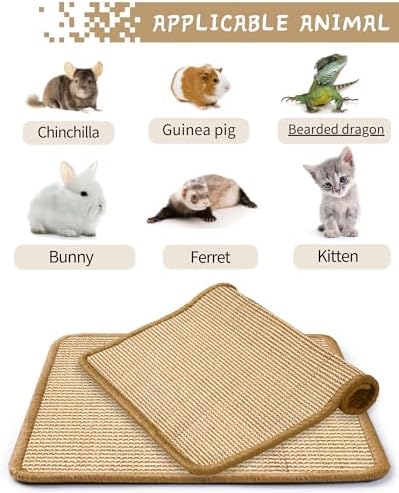JanYoo 2 Pieces Bunny Scratch Pads, Sisal Rabbit Scratching Pad Bunny Scratcher Mat Guinea Pig Resting Mats for Cages, Small Animal Claws and Teeth Care Bedding Accessories(15.7x11.8in, Beige)