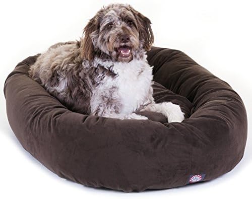 Majestic Pet Suede Calming Dog Bed, 52 in X-Large Round Washable, Chocolate