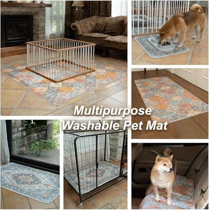 nunubaby Washable Pee Pads for Dogs, Stylish, Non-Slip and Leak-Proof Pee Pads. Reusable Potty Pads for Dogs for Crates and Floors.(Beige/Multi, 54" x54" )