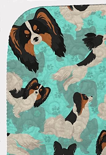 Caroline's Treasures MLM1082LQB Tricolor Papillon Quilted Blanket 50x60 Artwork Pattern Quilted Throw Blanket for Bed, Couch, Sofa, Soft and Lightweight