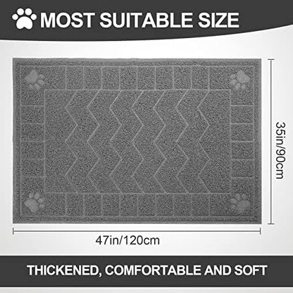 Cat Litter Box Mat, 47" x 35" Large Waterproof Litter Trapping Mat