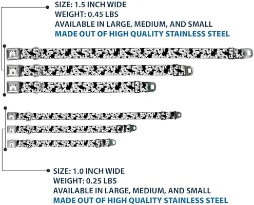 Buckle-Down Seatbelt Buckle Dog Collar - Olaf/Snowflakes Stitch Blues/White - 1" Wide - Fits 15-26" Neck - Large