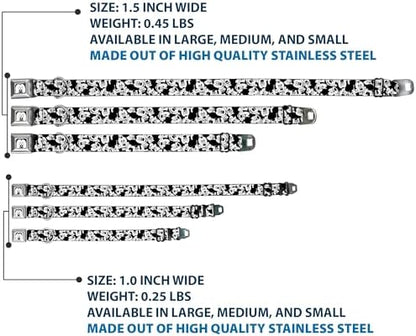 Buckle-Down Seatbelt Buckle Dog Collar - Olaf/Snowflakes Stitch Blues/White - 1" Wide - Fits 15-26" Neck - Large