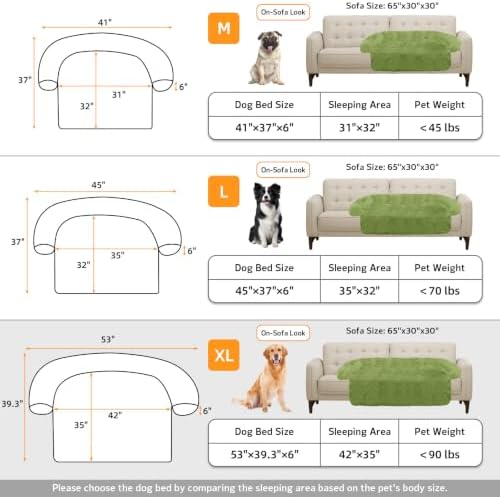 GGIB Calming Dog Bed Fluffy Plush Dog Mat for Furniture Protector with Removable Washable Cover for Large Medium Small Dogs and Cats (Extra Large (53x39.3x6), Grass Green)