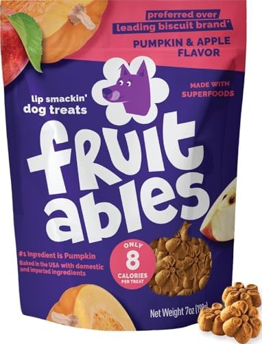 Fruitables Baked Dog Treats, Low Calorie Treats, Pumpkin & Apple, 7oz