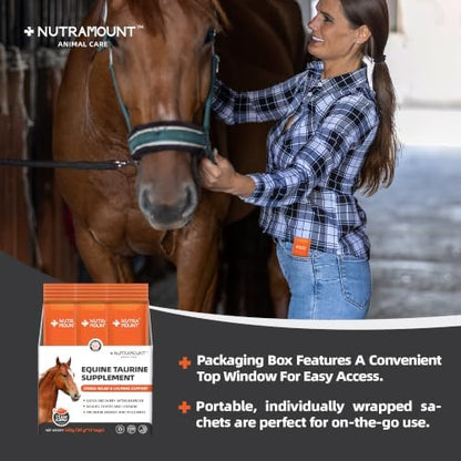 Horse Taurine Supplement Powder for Performance & Nerve Support | Equine Taurine with Magnesium for Focus, Muscle & Stress Balance | Daily Feed Powder 15-Day Supply