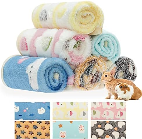 CUSOZWO Guinea Pig Bedding Mat 6 Pack, Soft Fleece Small Pet Blankets