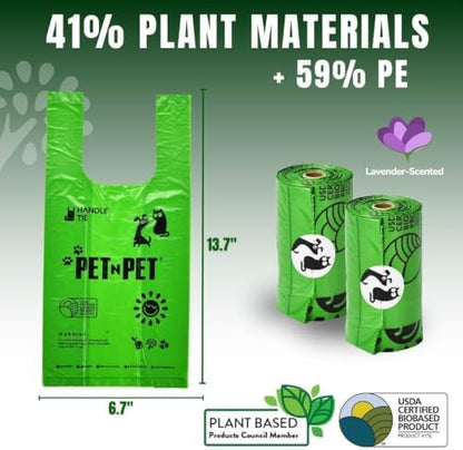 Pet N Pet Dog Poop Bags Rolls, 210 Count, Lavender Scented Tie Handles
