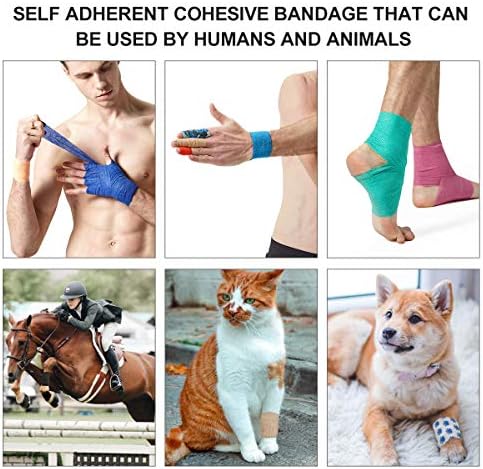 Pet First Aid Tape Waterproof Self Adherent Cohesive Bandage for Dogs Cats Horses Breathable Non-Woven Elastic Self Adhesive Sports Tapes (Leopard print)
