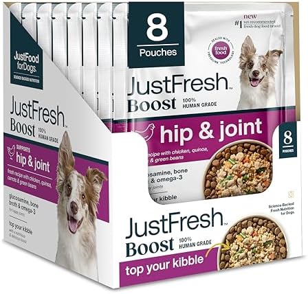 JustFoodForDogs JustFresh Boost Hip & Joint Support Dog Food Topper -8 Pack