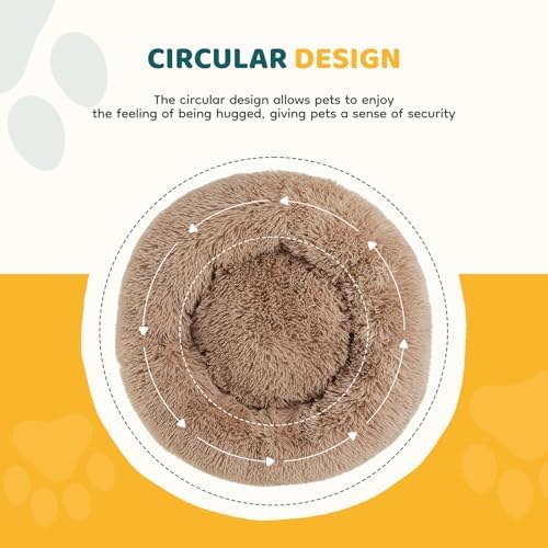 Sweetcrispy Large Dog Bed for Indoor, Calming Donut Bed for Dogs and Cats