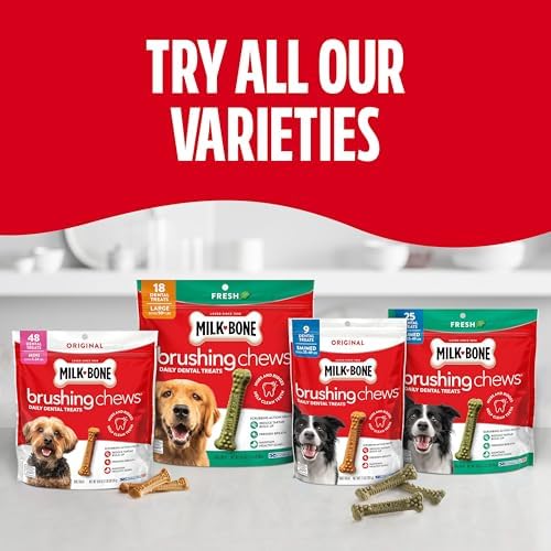 Milk-Bone Brushing Chews Original Chicken Flavor Daily Dental Dog Treats, Large, 24.2 Oz. Bag 18 Count (Pack of 5)