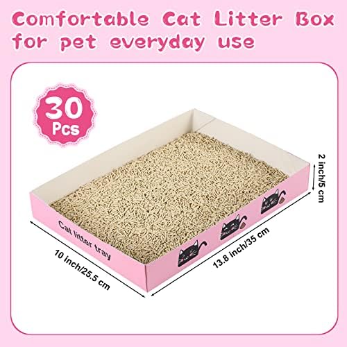 Amyhill 30 Pack Disposable Cat Litter Box Paper Pet Trays,Pink