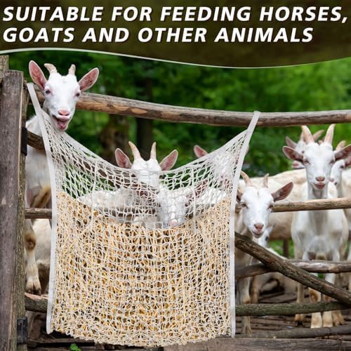 Fabbay 2 Pcs Slow Feed Hay Net for Horses, 24 x 35 Inch Hay Bag, White