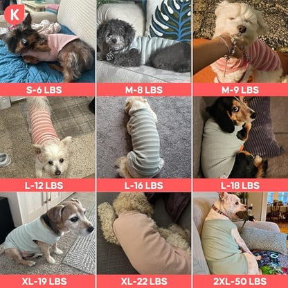 KYEESE 2Pack Waffle Dog Shirt for Medium Large Dogs Striped Dog Sweater