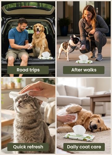 Pogi’s Dog Wipes – Hypoallergenic Pet Wipes for Paws, Body & Butt – Cleaning & Hydrating, Fragrance Free, 120 Count