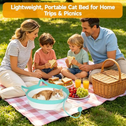 Cotton Rope Cat Bed, Instinct Hand Woven Basket with Rope Tail, Large
