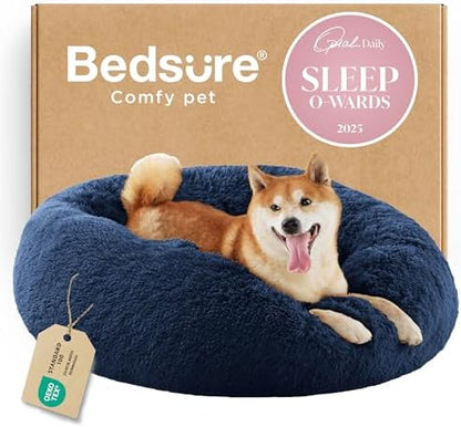 Bedsure Calming Dog Bed Medium Size Dog Donut Washable Pet Bed,30ins Navy