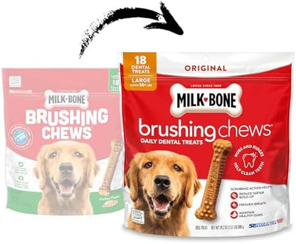 Milk-Bone Original Brushing Chews, 18 Large Daily Dental Dog Treats