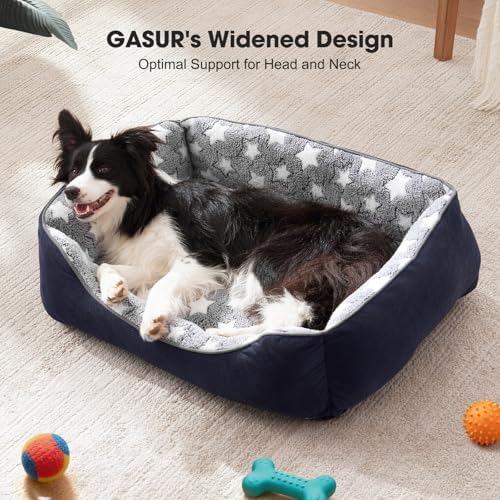 GASUR Medium Dog Beds for Medium Size Dogs, Orthopedic Dog Bed Sofa, Washable Pet Beds Cuddler Anti-Slip Bottom, Soft Calming Sleeping Warming Puppy Bed (M (30"x 24"x 9"), Black)